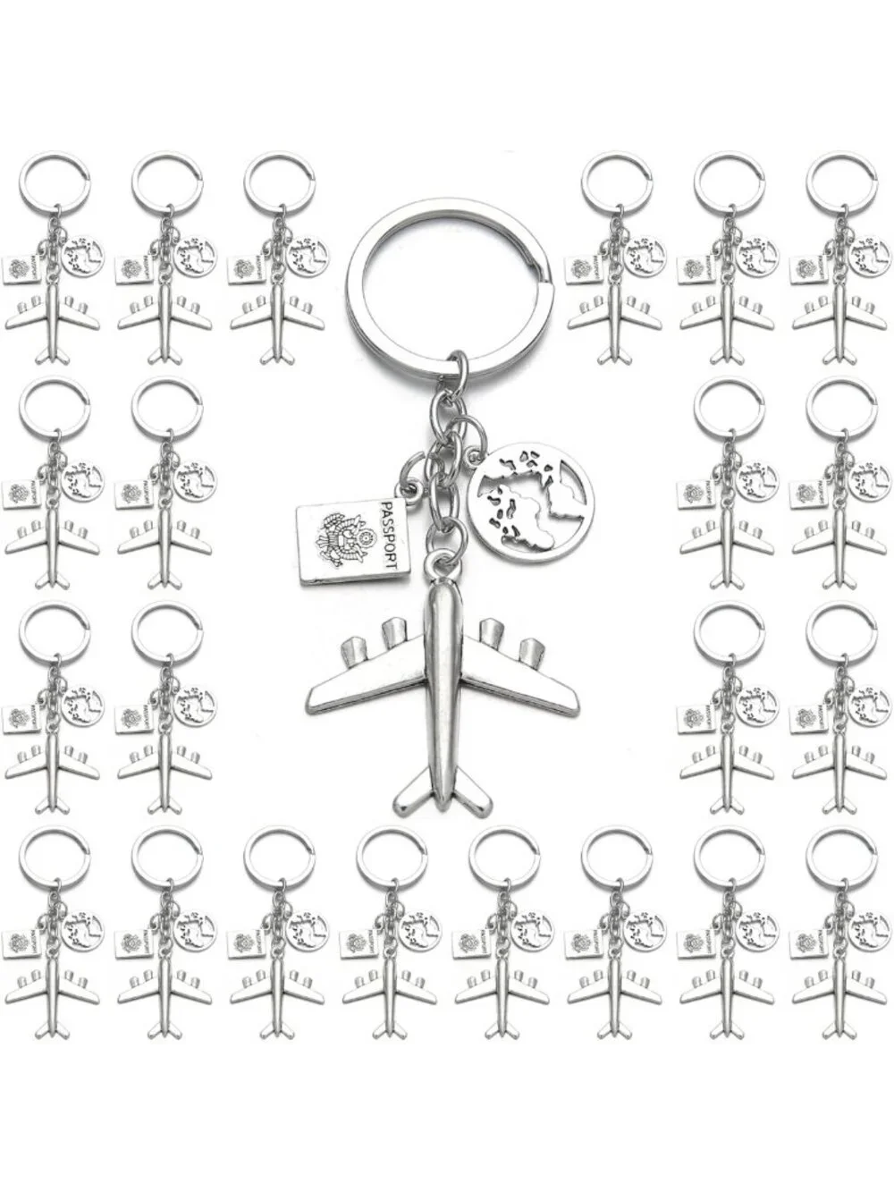 20PCS Airplane Keychains - Pilot & Aviator Travel Keyrings, DIY Friendship Gifts